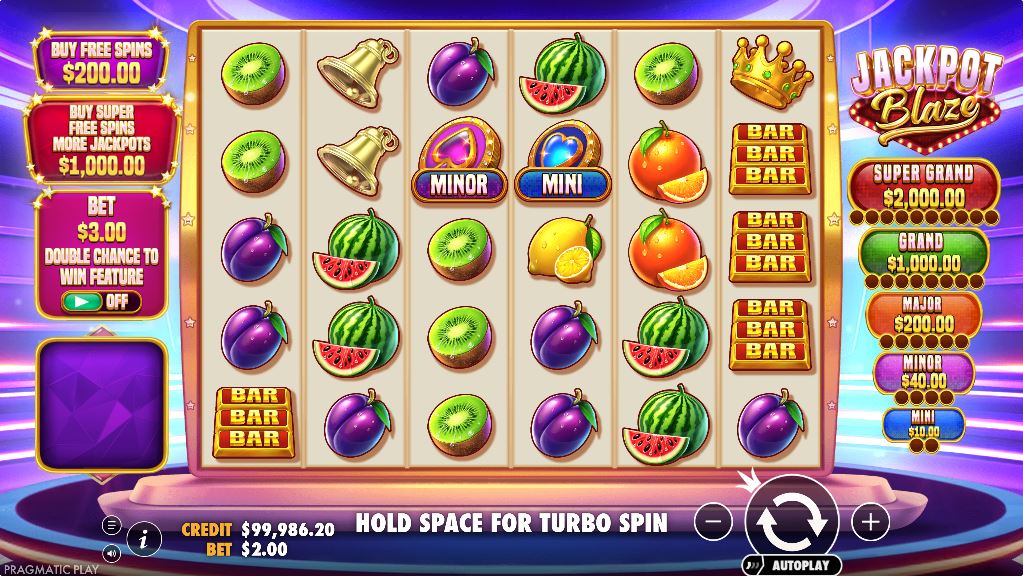 Multiple golden Special Award symbols for the Mini, Major, and Grand jackpots on the screen.