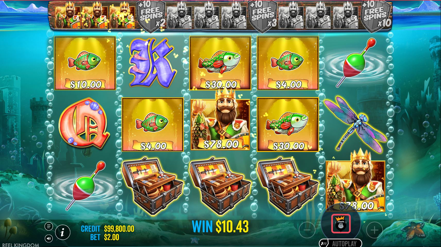 The standard free spins round in action, with the progressive multiplier trail visible above the reels.
