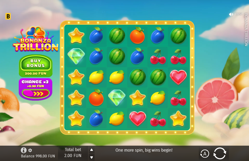 Bonanza Trillion slot base game grid and symbols