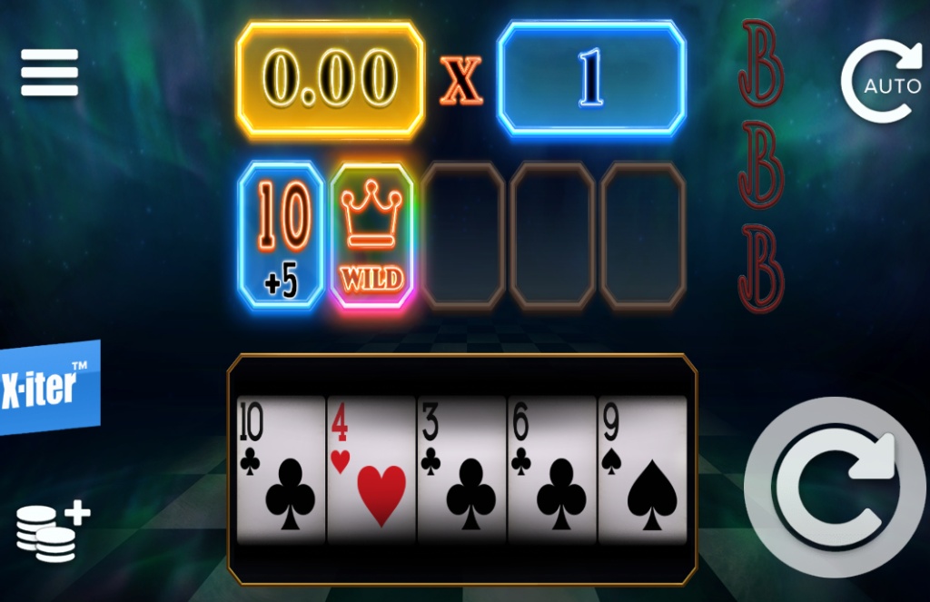 Crescendo slot base game interface showing the 5x1 single row layout and feature inventory bar by Elk Studios.