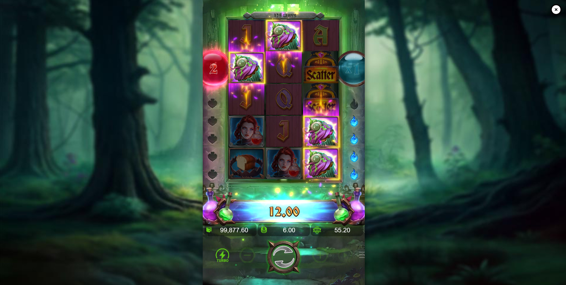 The Respin Collection meter in the Grimms' Bounty slot showing 1 earned respin, highlighting the mechanic for collecting low-value symbols.