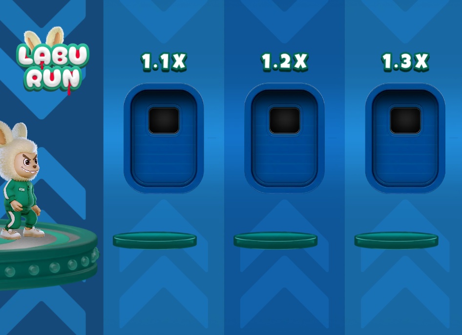 The Labu Run slot game screen showing the main character and the escalating multiplier columns.