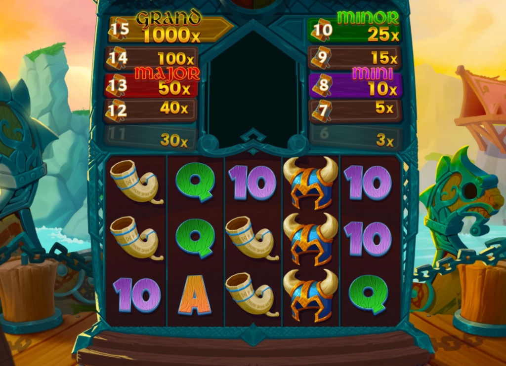 The base game view of 15 Hammers: Hold & Win slot, showing the 5x3 reel layout and the prize ladder.