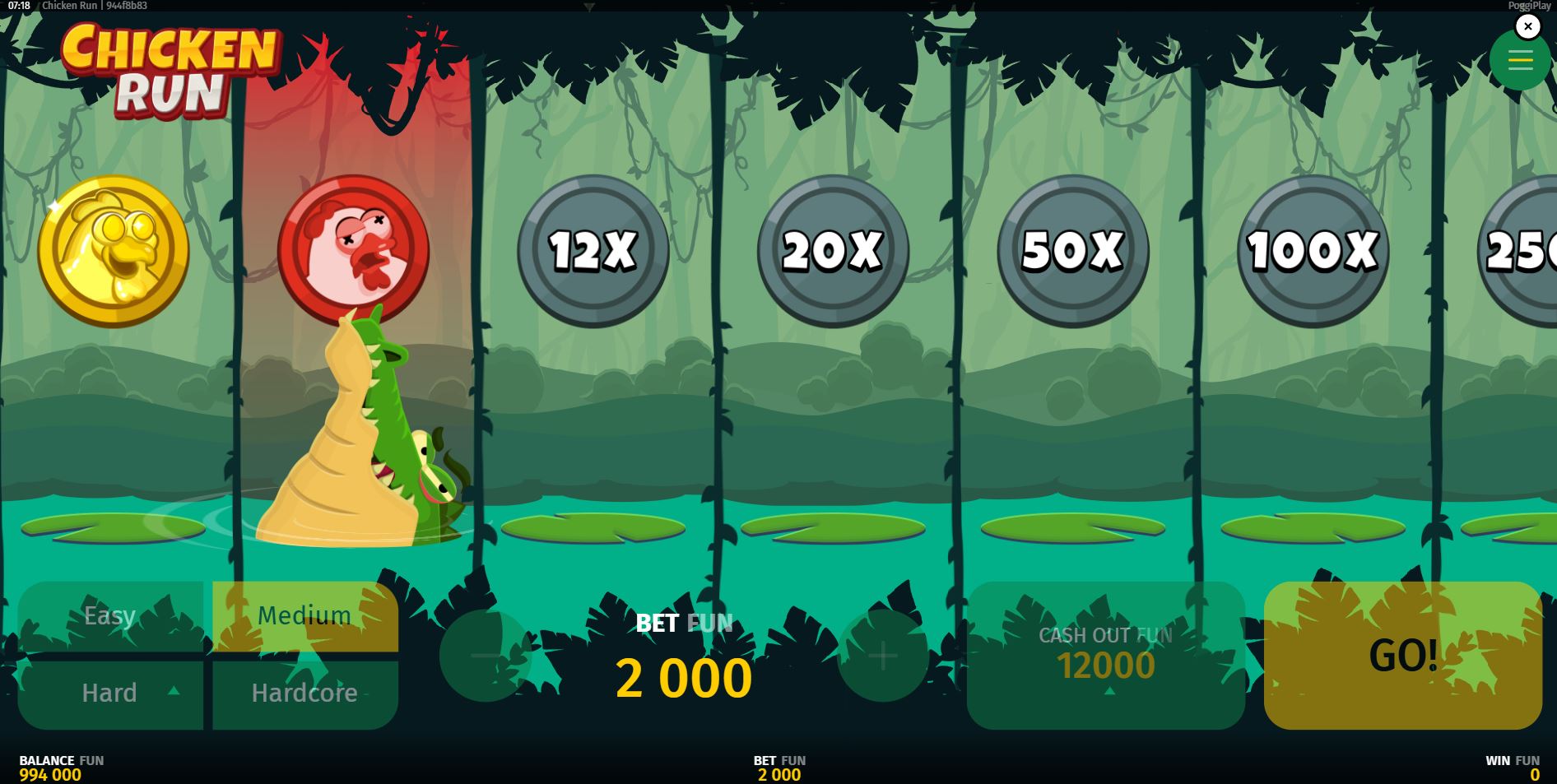 The 'crash' event in the Chicken Run game, where a crocodile catches the chicken, ending the round and forfeiting the bet.