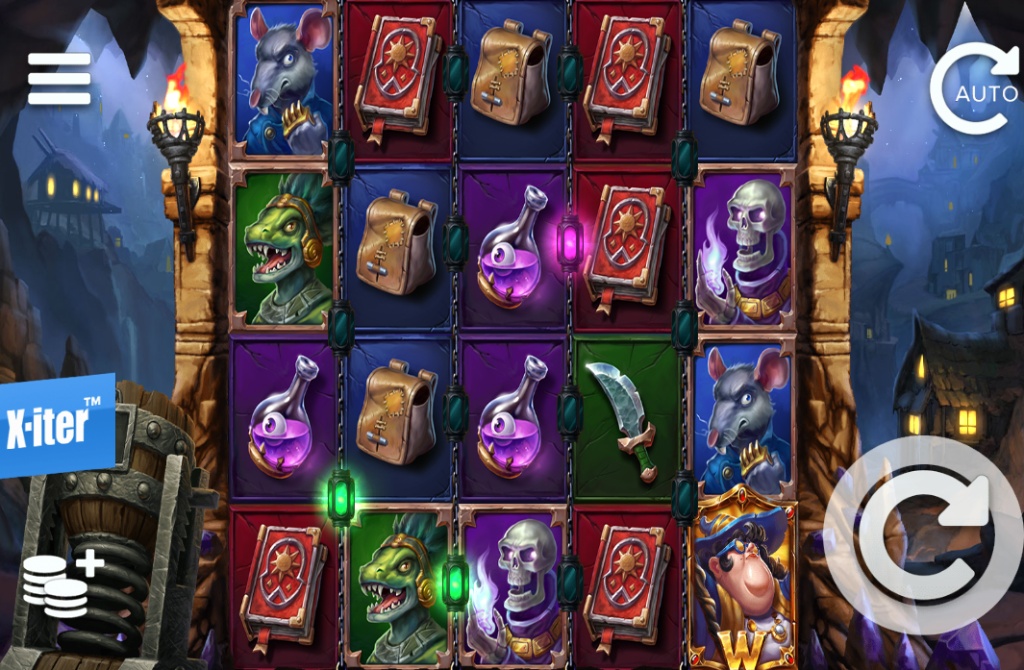 Base game interface of Skibblings slot showing the 5x4 grid and the cannon.