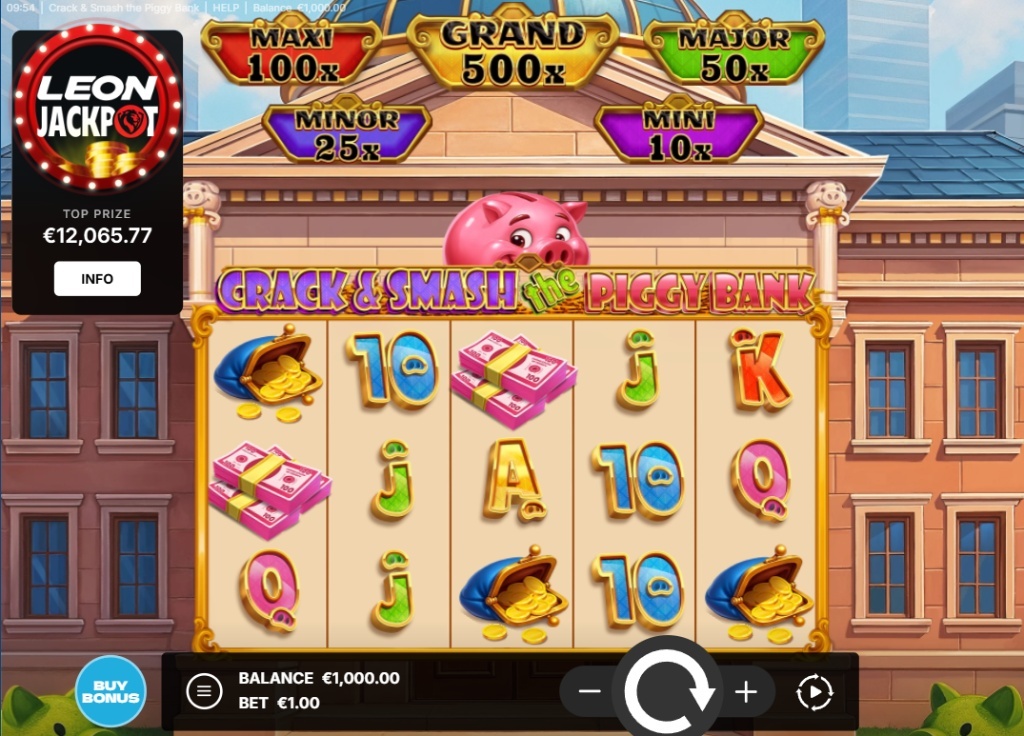 Crack & Smash The Piggy Bank base game reels with wallet and money symbols