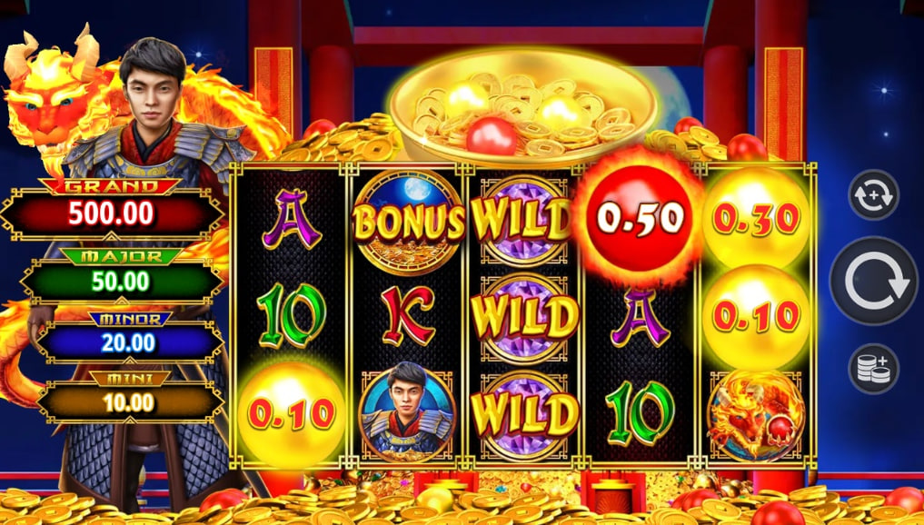 Eternal Link Warrior's Empire slot base game 5x3 reels with Asian warrior theme