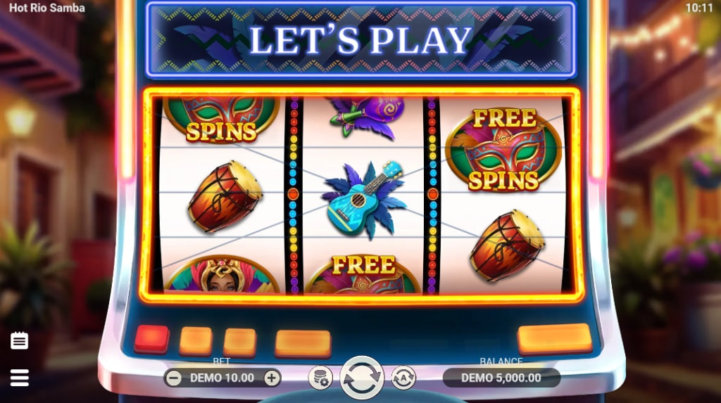 Hot Rio Samba slot base game showing 3 reels and empty symbols