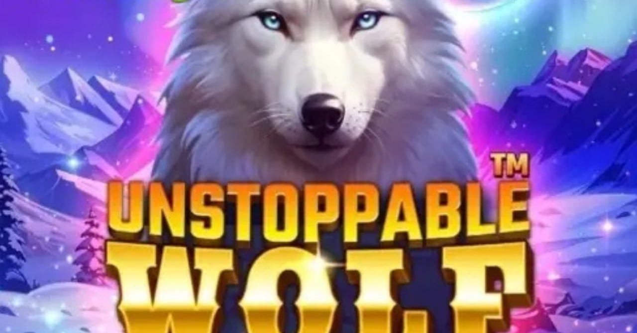 Unstoppable Wolf slot base game interface showing snowy mountain background and alpha wolf symbols by Nailed It Games
