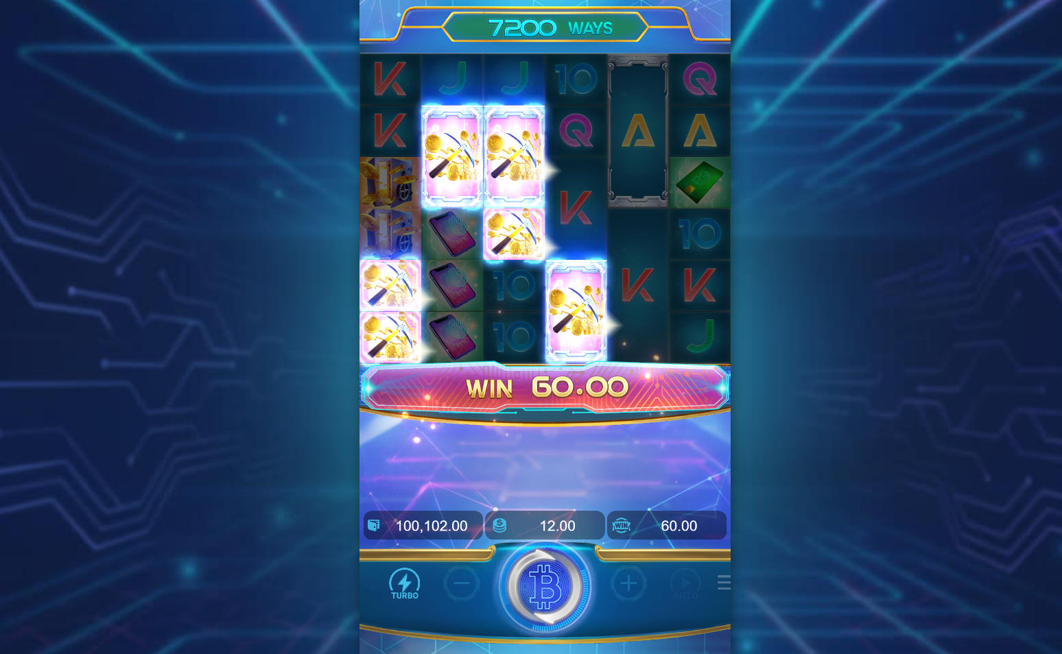 A silver-framed symbol on the central reels of Crypto Gold, illustrating the first stage of the Wilds-on-the-Way feature for the player.