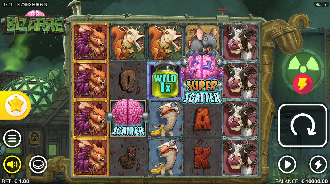 The xSplit symbol on the Bizarre slot reel splits a row of high-paying symbols, demonstrating how it increases winning potential.