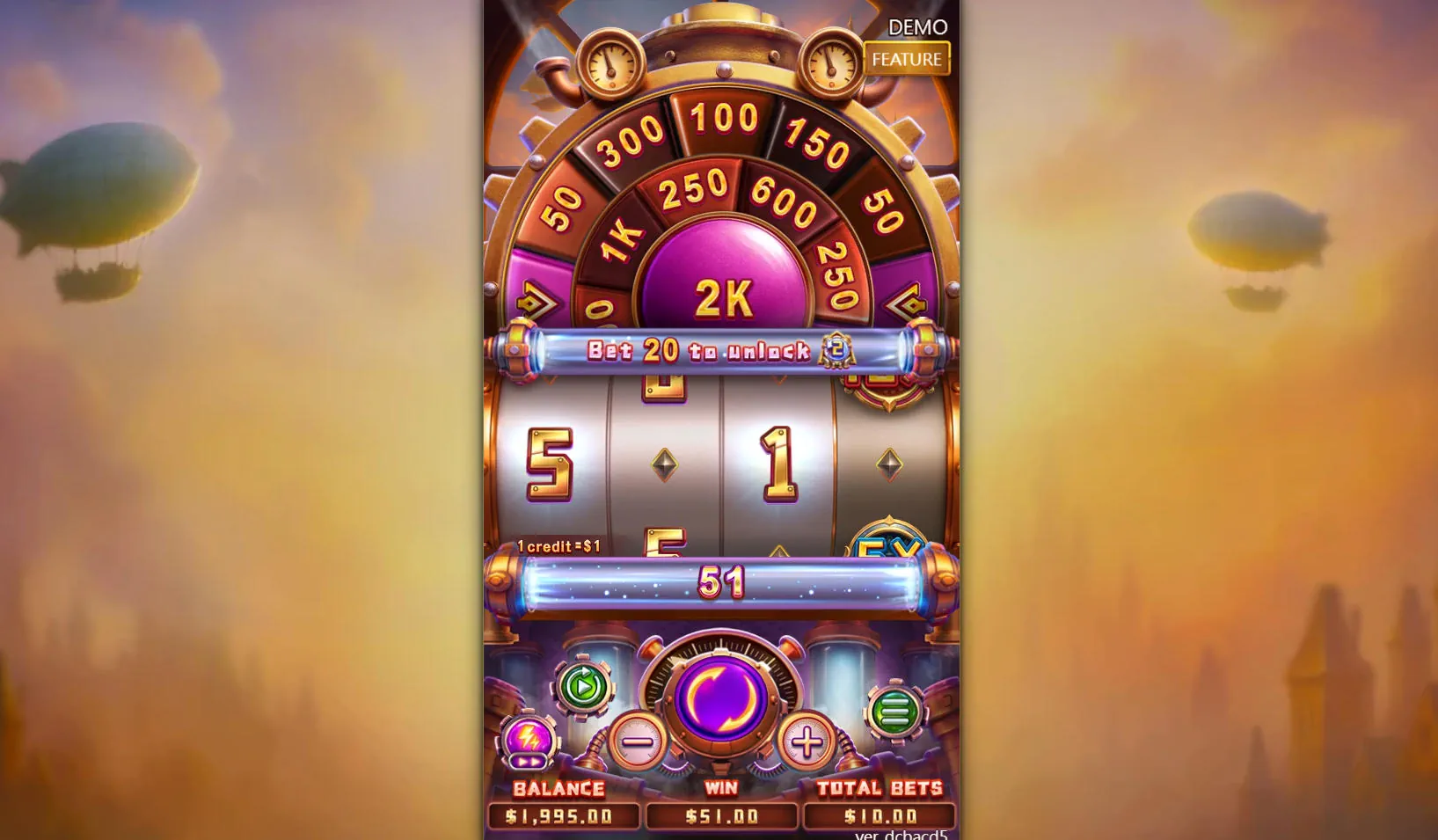All reels unlocked in the Catla's Money Machine slot after placing a bet of 5+ credits, revealing the game's full three-digit win potential.