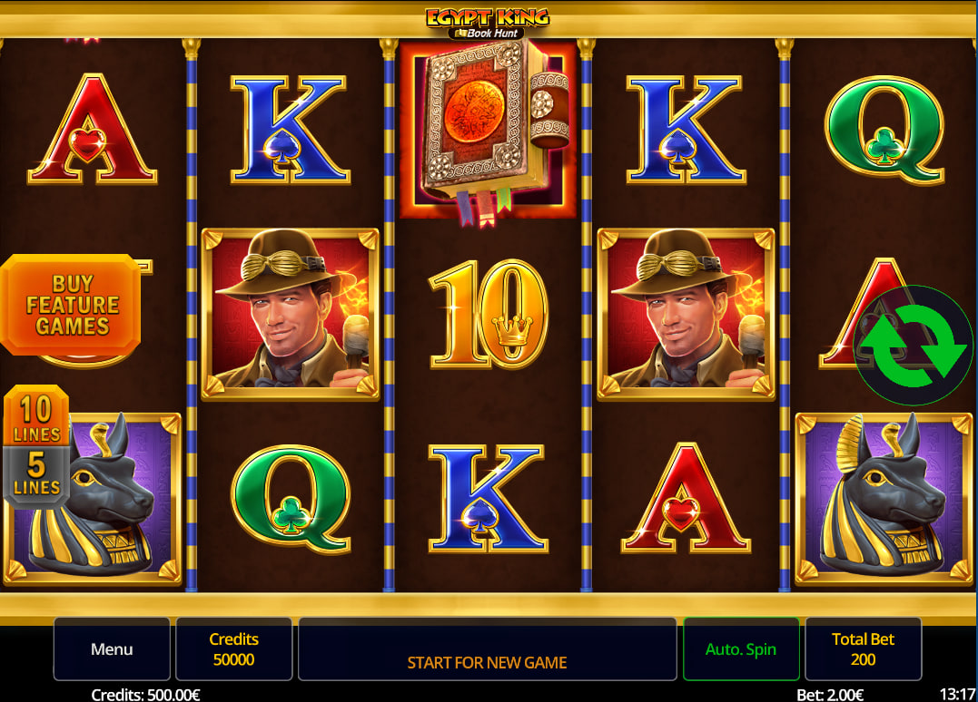 A winning combination featuring the Explorer symbol on the 5x3 reels of the Egypt King Book Hunt slot, showing the game's high-paying symbols in action.