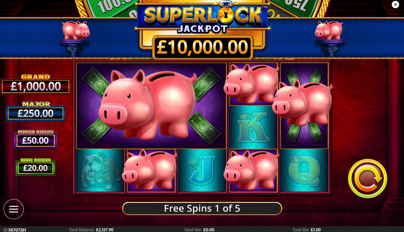 Adjacent piggy bank symbols combine into a large 2x3 block during the Lock It bonus, showcasing the Shape Merging mechanic for bigger prizes.