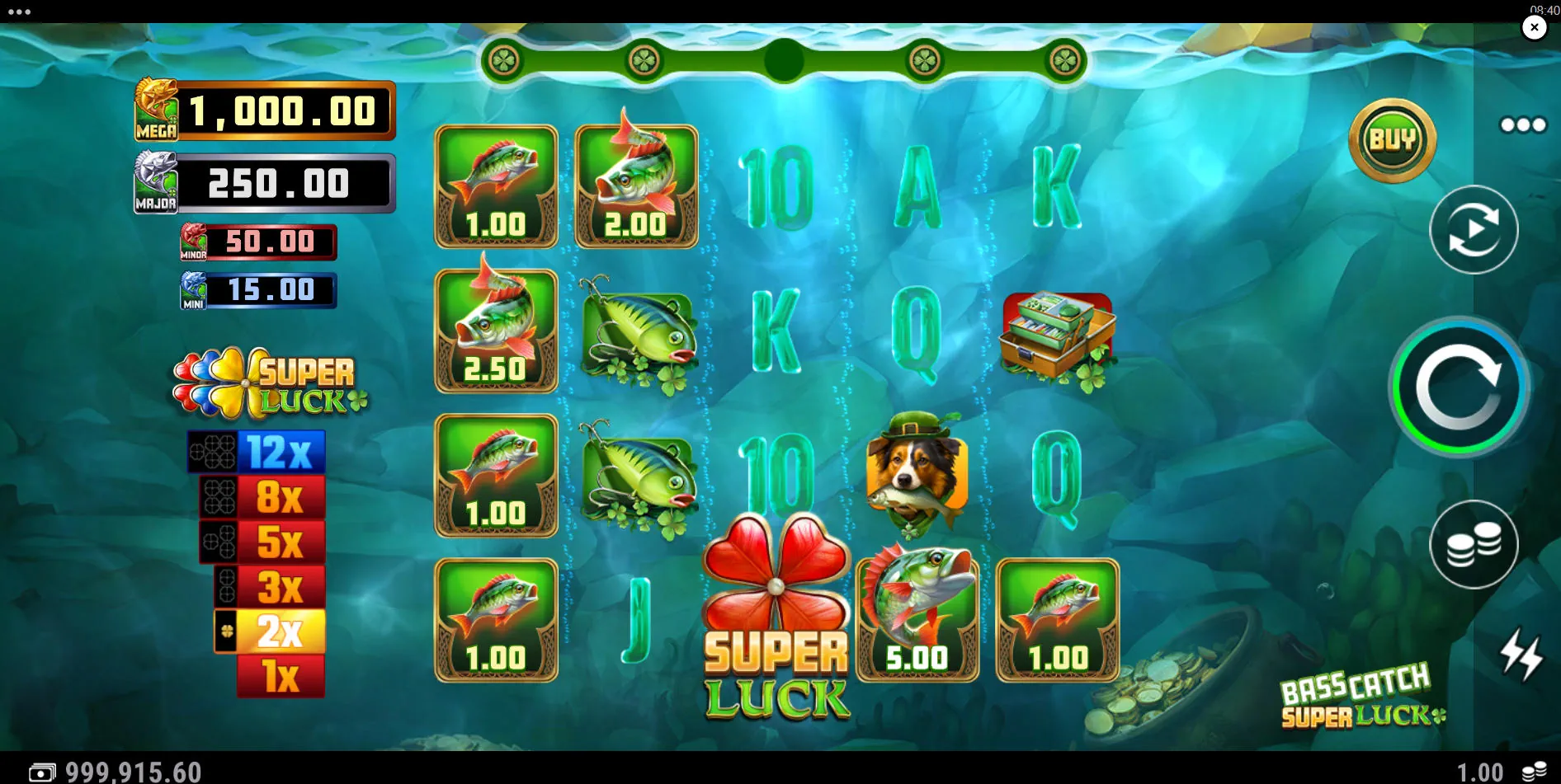 Base game grid showing dead cash fish and a red scatter, highlighting the brutal variance when the Fisherman collector is missing.