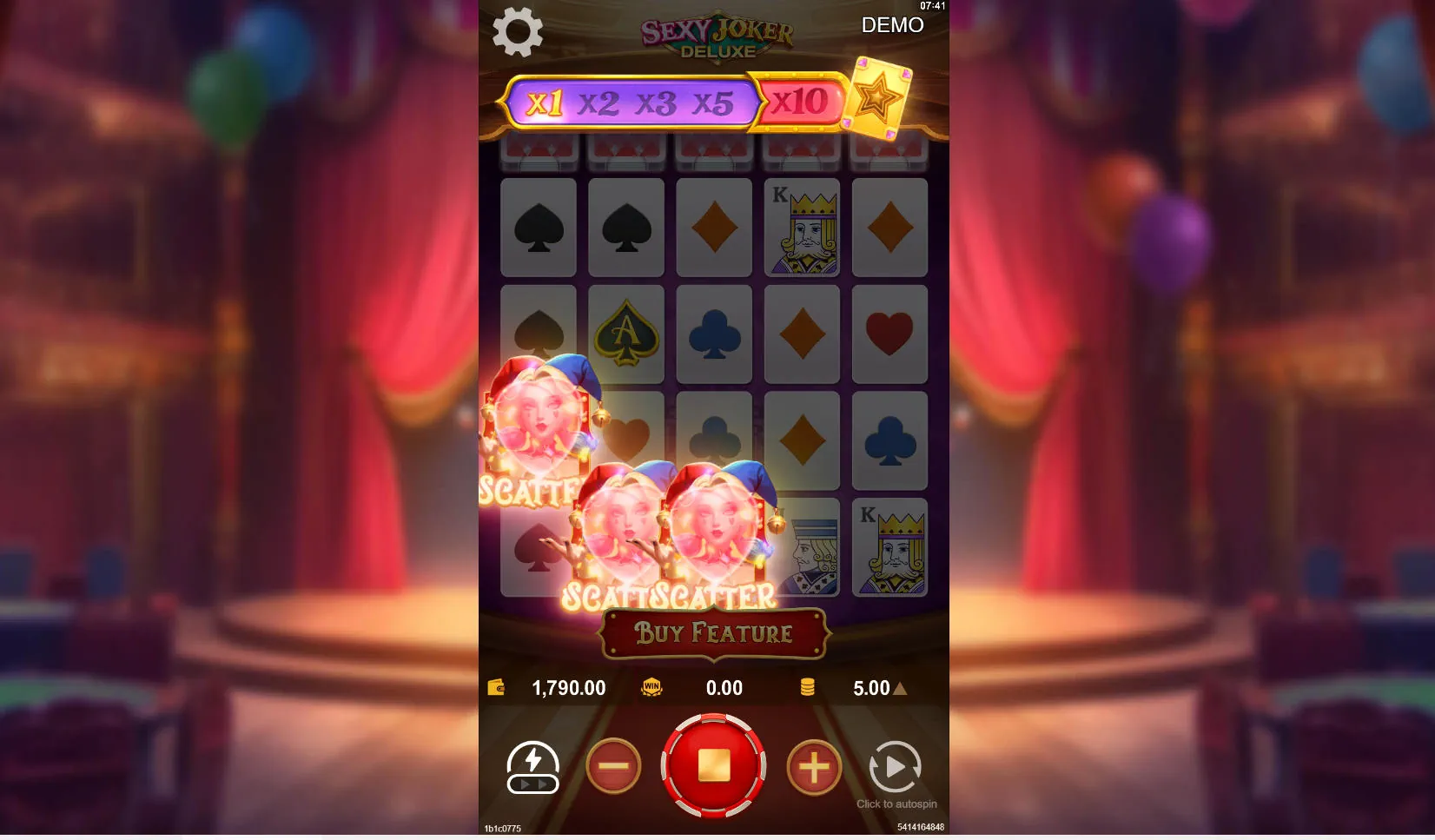 Three Jester Girl Scatter symbols landing on the reels to trigger the 10 free games feature.