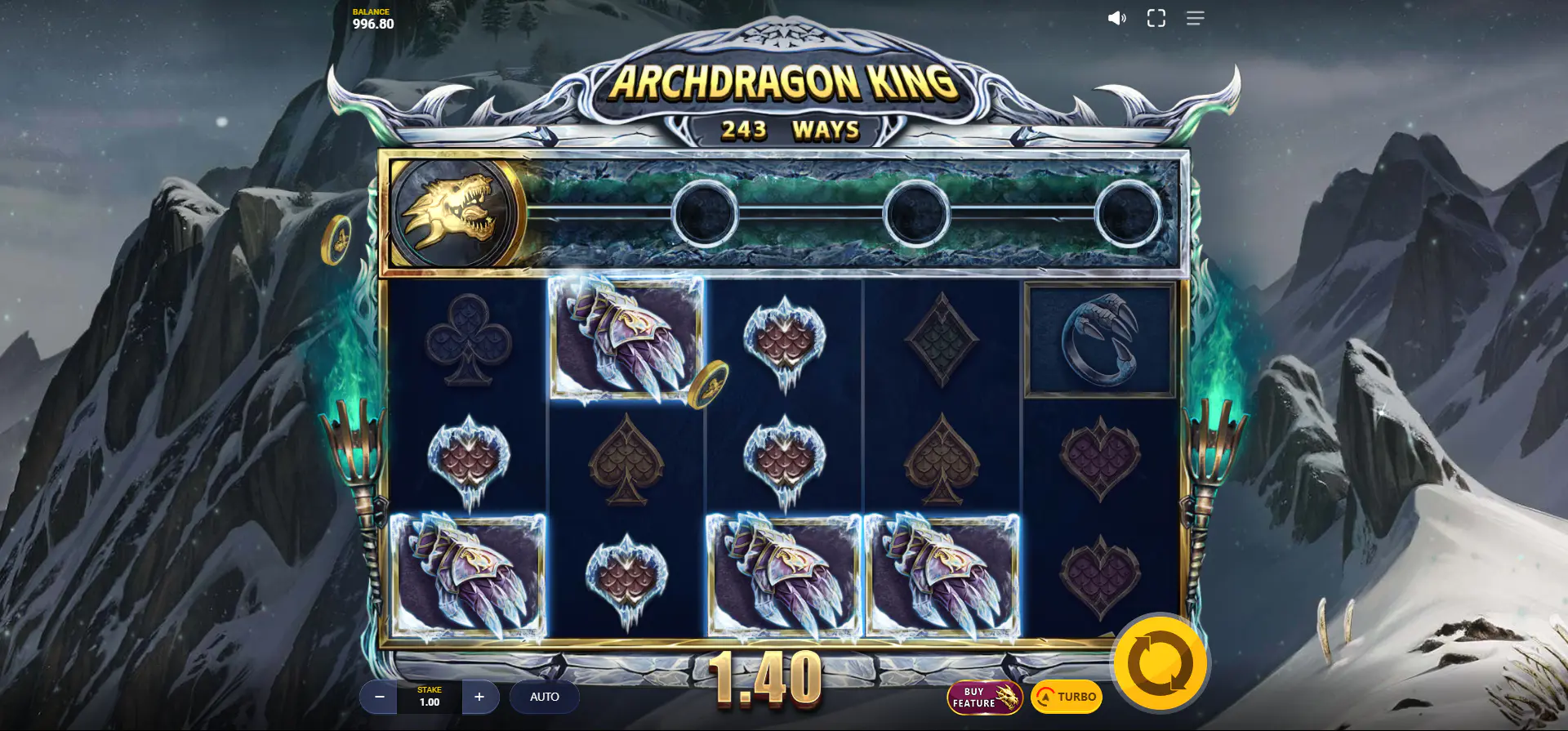 A small gold coin overlay on a symbol flying towards the top progress bar, demonstrating the core grinding mechanic.