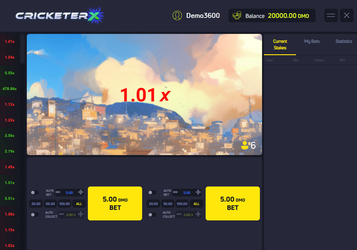 Cricketer X game interface showing a cricket ball flying through space with a green 8.05x multiplier active for the player.