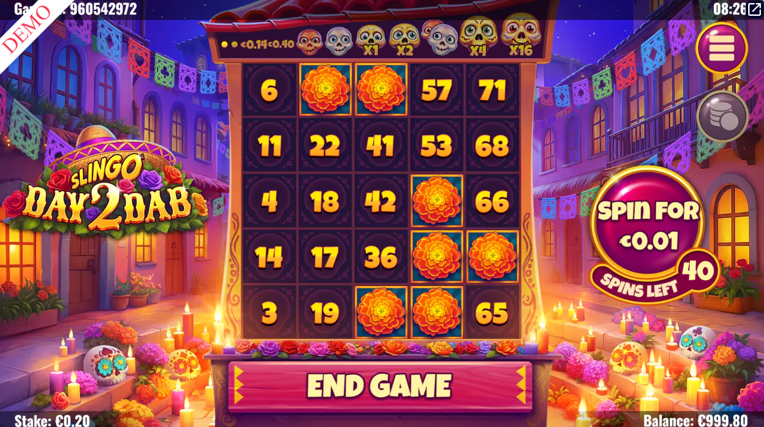 The offer screen for a paid extra spin in Slingo Day 2 Dab, highlighting the dynamic cost which increases based on win potential, illustrating the game's risk-reward mechanic.