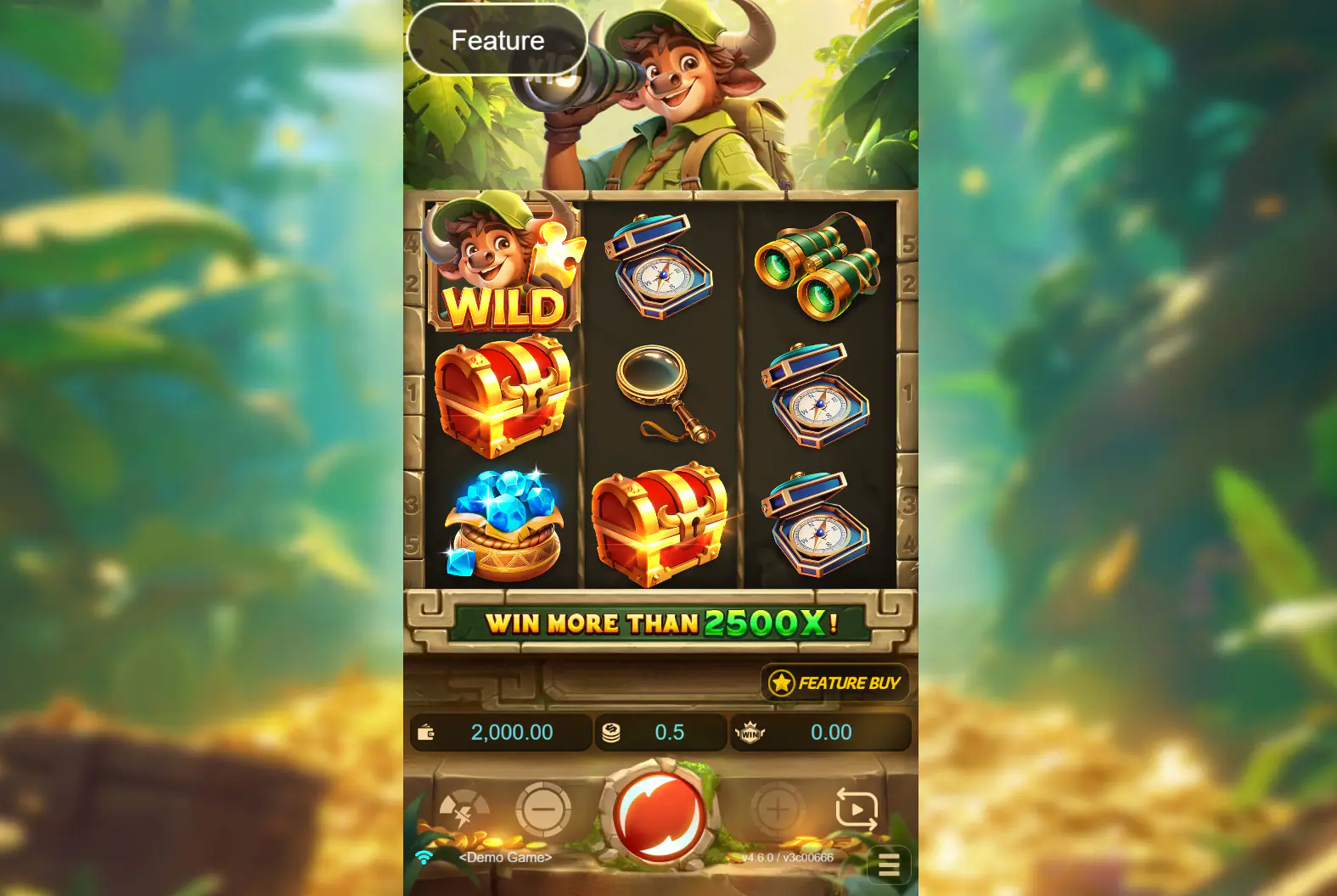 Bull Treasure base-game screen on the 3x3 reels, showing the slot’s regular layout and clear symbol spacing
