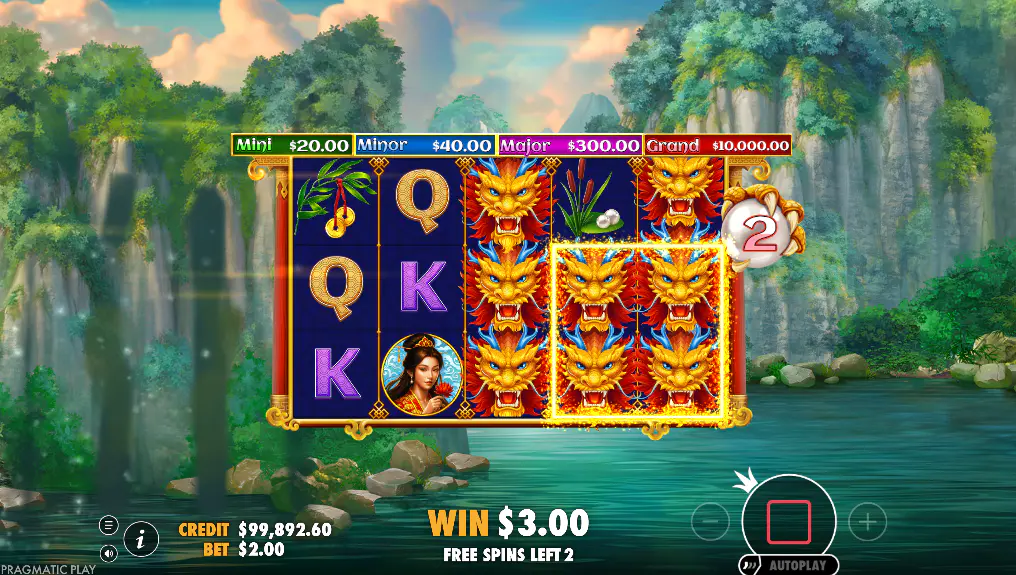 ragon's Gate Bonus Choice late free spins screen with the bonus interface still visible