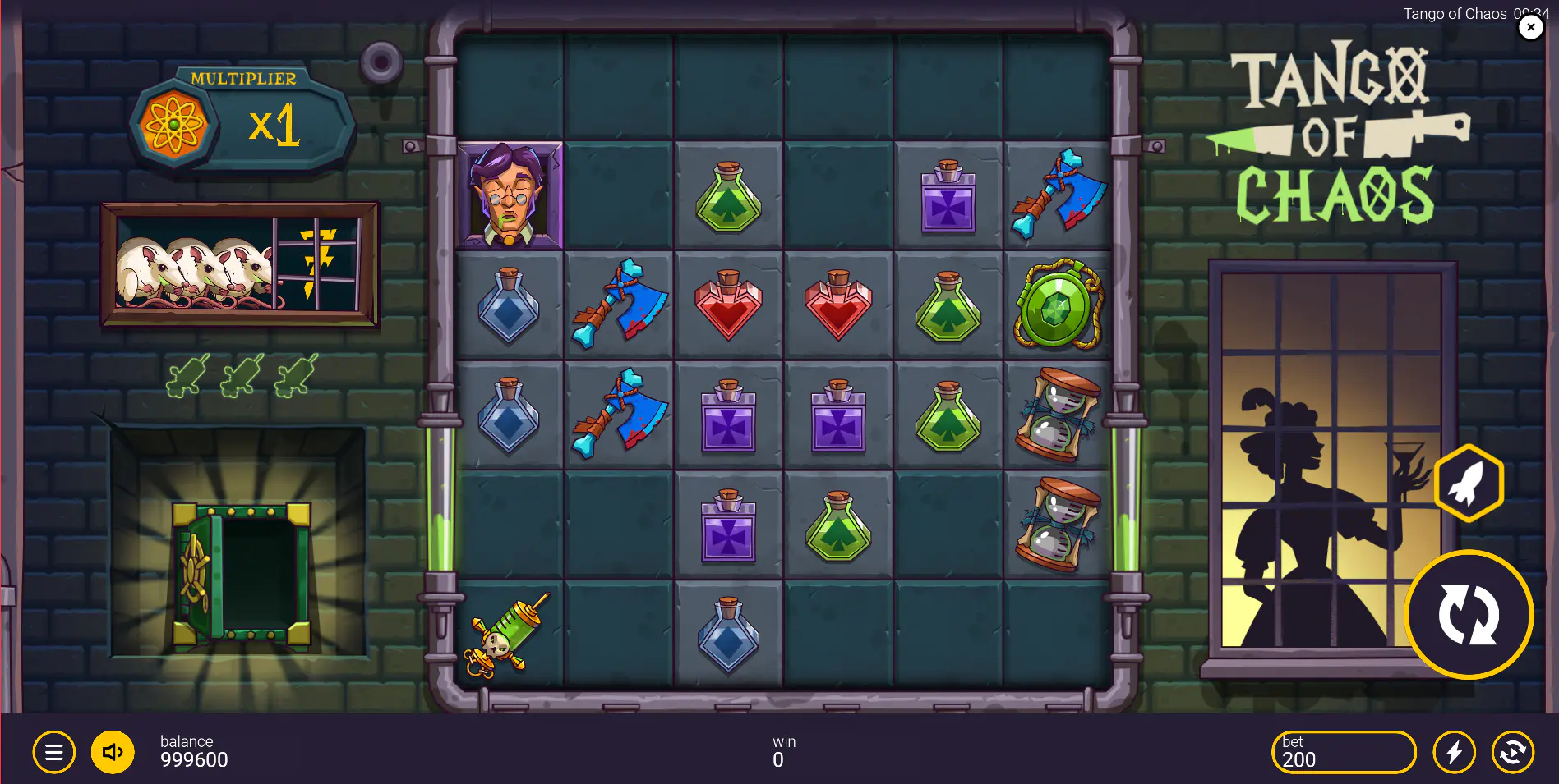 Tango of Chaos base game with a 6x6 grid, inactive blocks, and side collection meters.