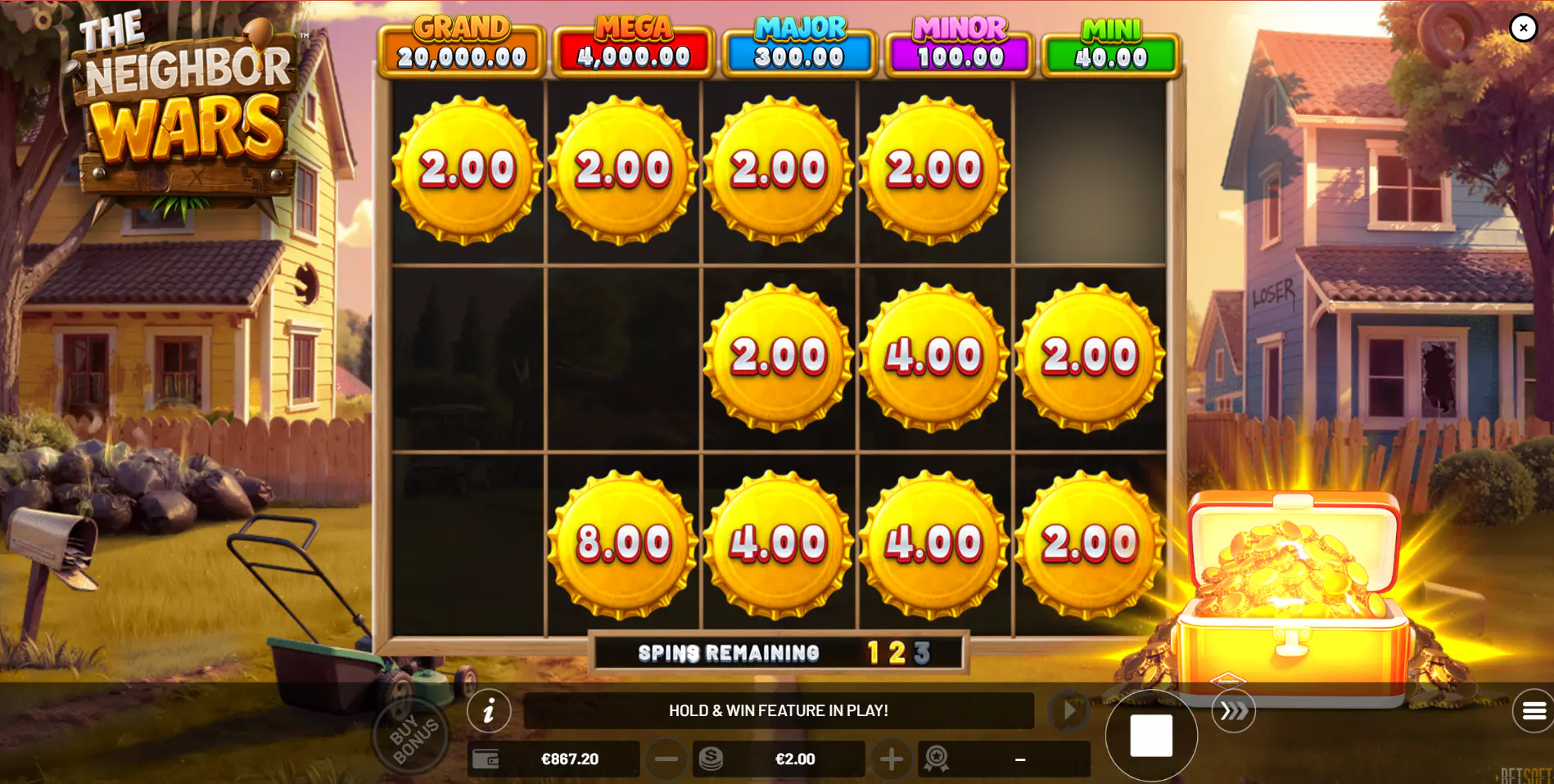 The Neighbor Wars Hold and Win feature