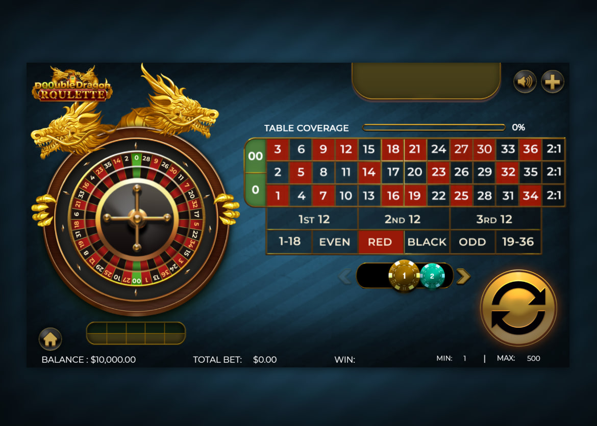 Official game rules interface of Double Dragon Roulette detailing the straight bet random multipliers helping players understand the payout mechanics.