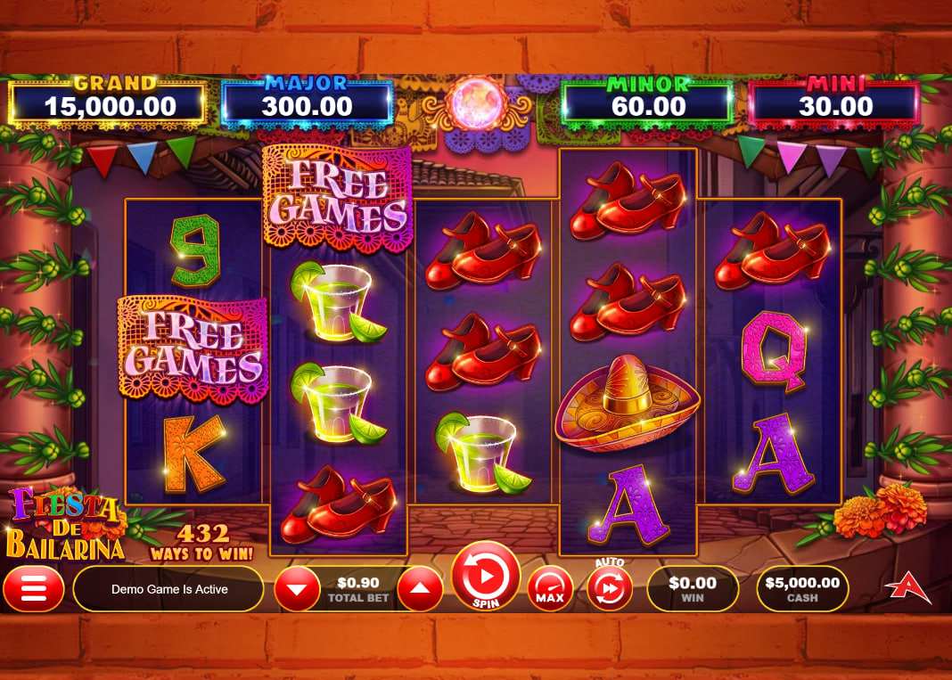 Fiesta De Bailarina slot main interface displaying the 432 ways layout and active jackpot tiers for tracking basic gameplay status.