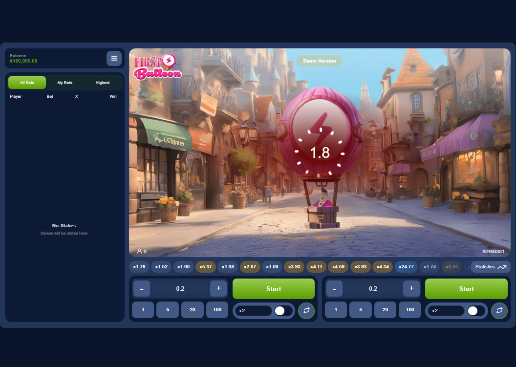 Pink hot air balloon ascending with an active 1.81x multiplier to show the real-time layout and current gain scaling during a live session.