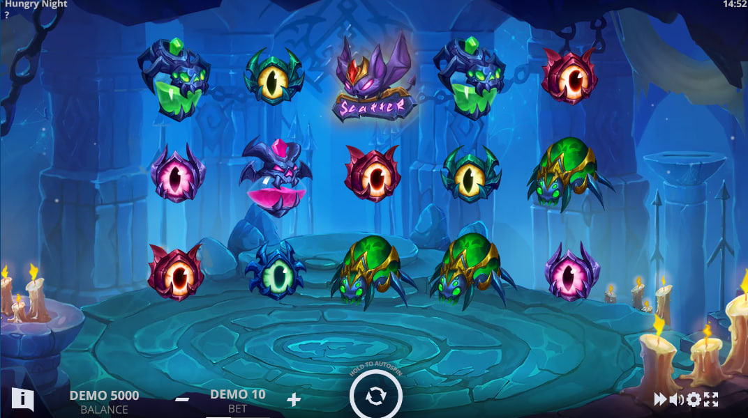 Queen of Bats Free Spins feature in Hungry Night slot showing bats flying into a cave to be collected for the final spin win.