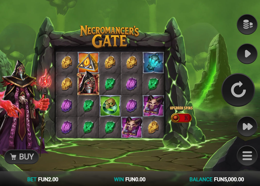 Premium symbol values in Necromancer’s Gate paytable highlighting high rewards for matching grimoires and golden occult items.